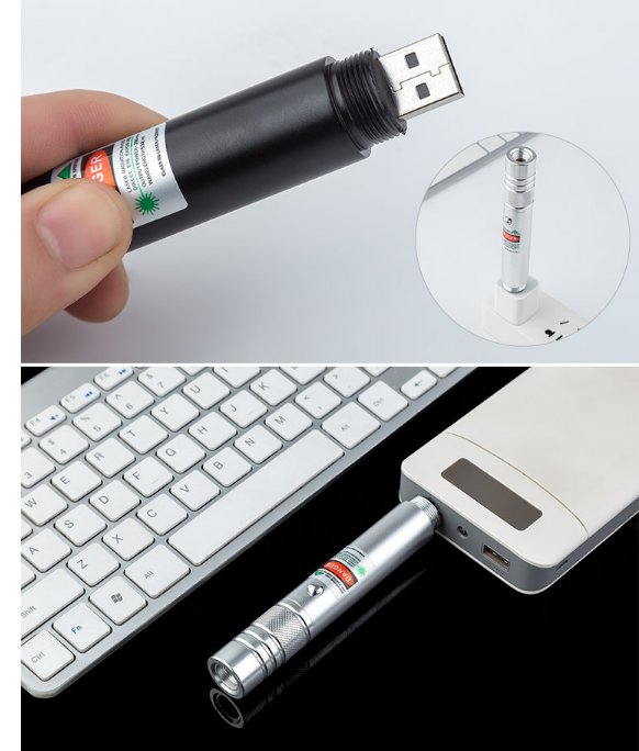 USB green laser pointer with Lithium rechargeable battery USB charge Power