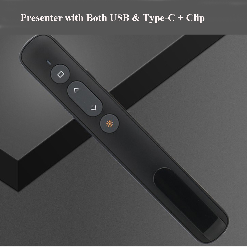 Hot Sell 2.4G Laser Pointer Wireless Presenter Work with Macbook with both USB and  type c receiver