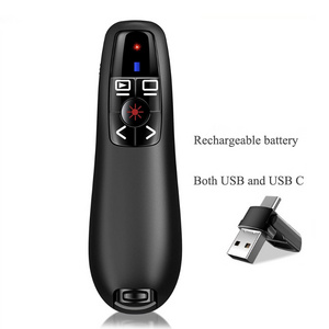 2.4G R400 USB and USB C Wireless Presenter Rechargeable Battery Red Laser Pointer Pen