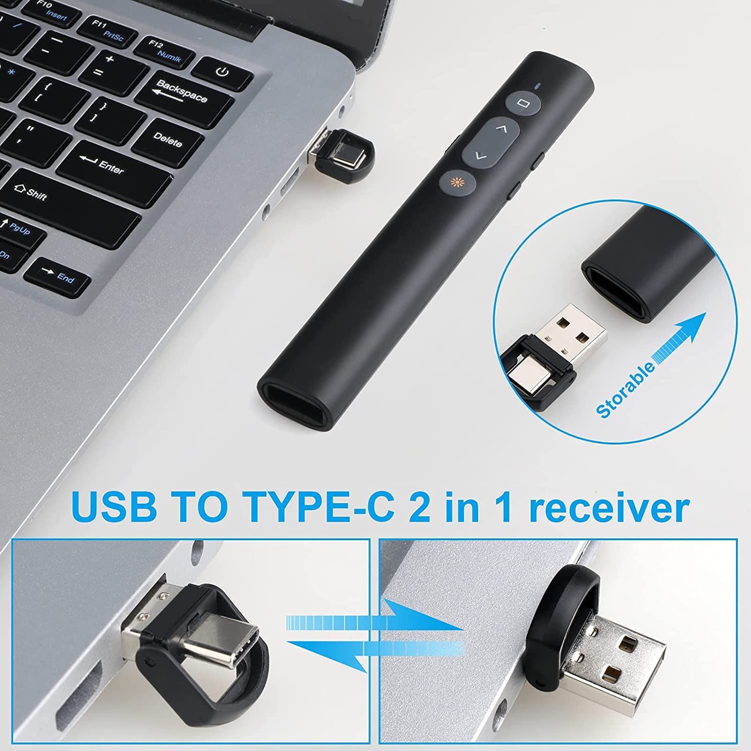 AAA Battery 2.4G Laser Light Pointer Wireless Presenter with type c