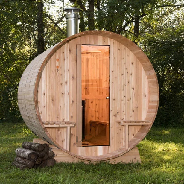 Customized Barrel Sauna 2100x2400 No Porch / No Glass Electric Heater Wooden Sauna Rooms