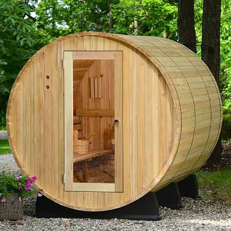 Customized Barrel Sauna 2100x2400 No Porch / No Glass Electric Heater Wooden Sauna Rooms