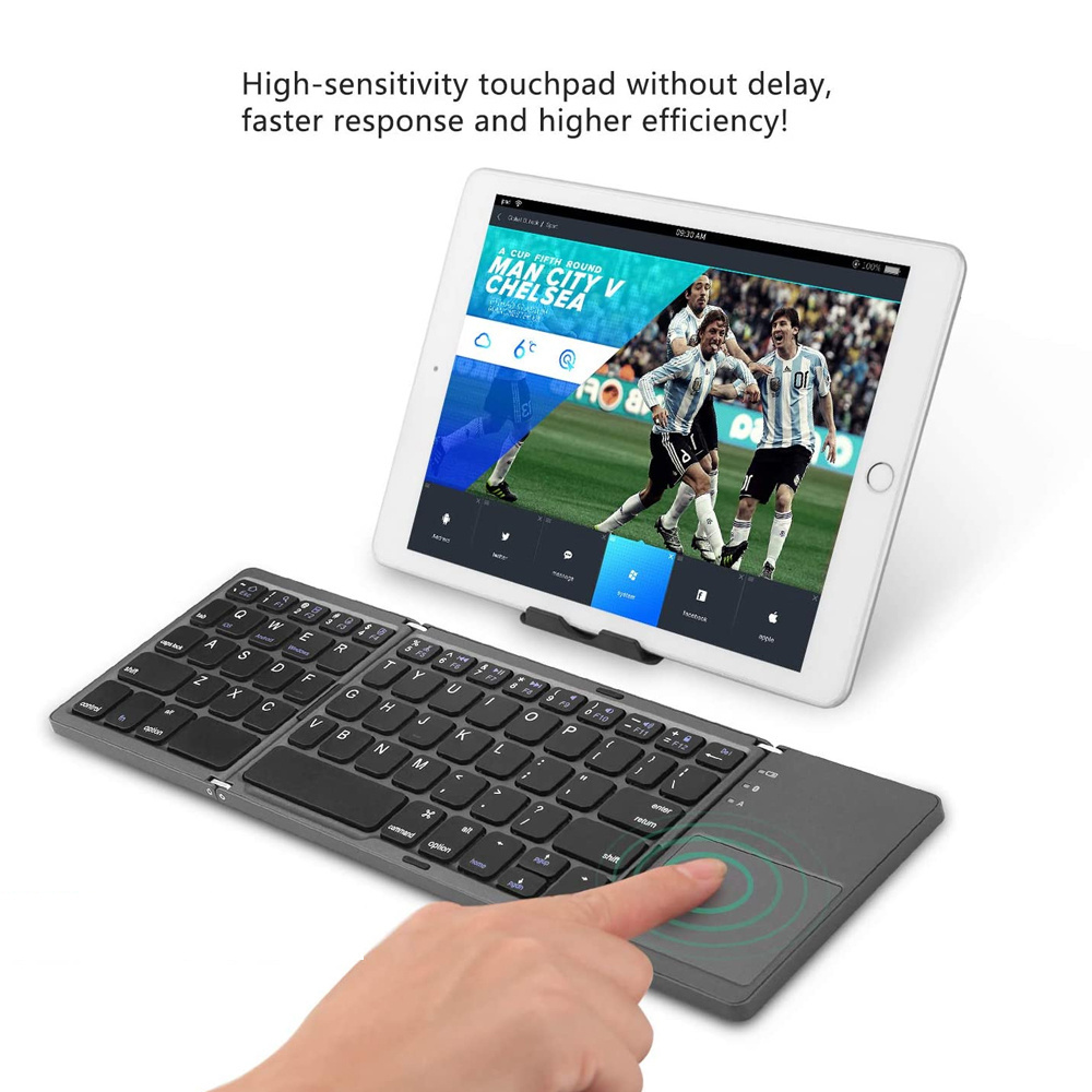 Full Size Foldable Slim Mini Keyboard Foldable Wireless Bluetooth Keyboard with Touchpad for Tablets, Notebooks, Mobile Phones