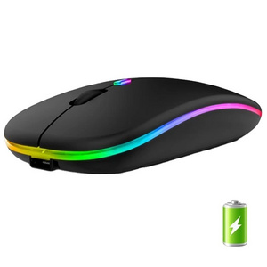 Custom LED RGB Backlit Rechargeable Gaming Wireless Mouse 2.4GHz Bluetooth 5.0 Dual Mode Wireless Mouse Muted for Laptop iPad