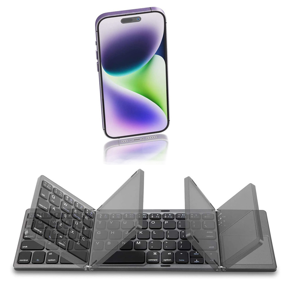 Full Size Foldable Slim Mini Keyboard Foldable Wireless Bluetooth Keyboard with Touchpad for Tablets, Notebooks, Mobile Phones