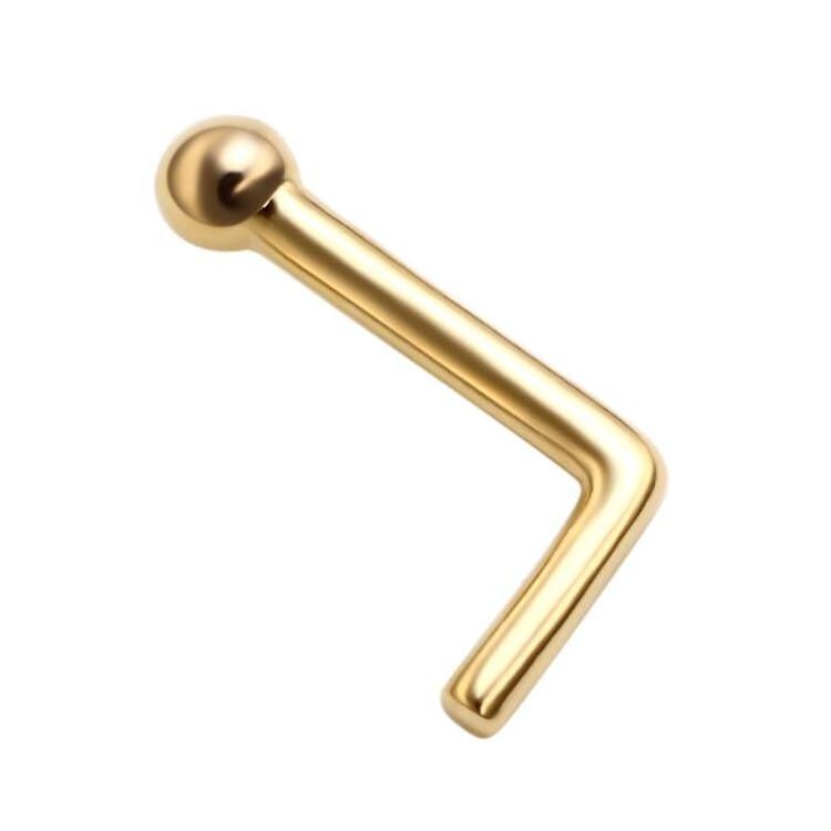 Eternal Metal 14K Nose Stud Piercing  Body Piercing Jewelry Wholesale L Shape Nose Bone Ring Pin Stud Ring