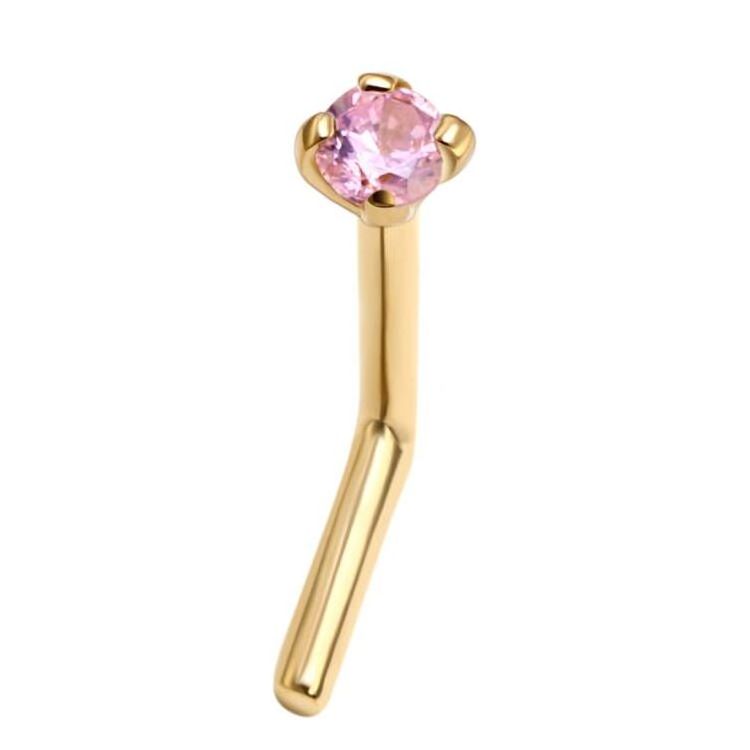 Eternal Metal 14K Nose Stud Piercing  Body Piercing Jewelry Wholesale L Shape Nose Bone Ring Pin Stud Ring