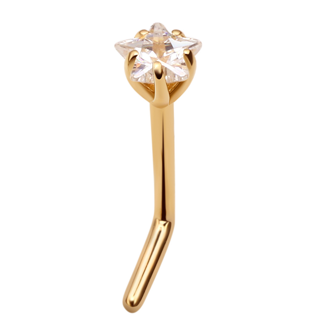 Eternal Metal 14K Nose Stud Piercing  Body Piercing Jewelry Wholesale L Shape Nose Bone Ring Pin Stud Ring