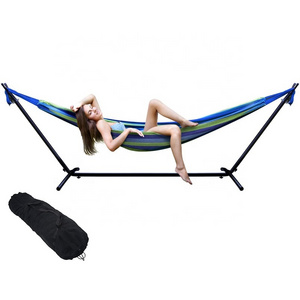 High Quality Durable Portable Outdoor Hammock Canvas Cotton Outdoor Beach Hammocks Patio Garden Camping Hammock With Steel Stand