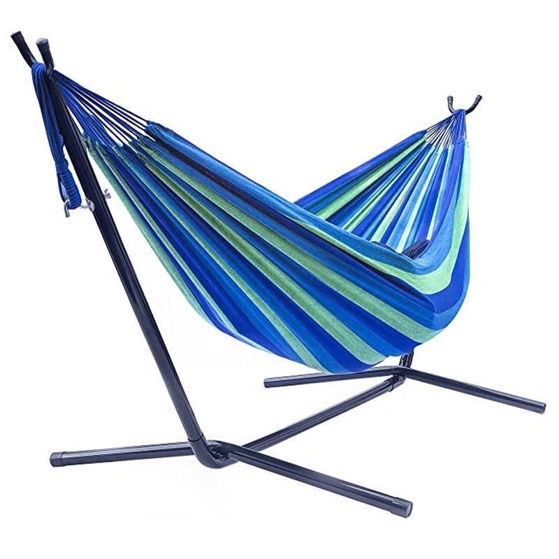 High Quality Durable Portable Outdoor Hammock Canvas Cotton Outdoor Beach Hammocks Patio Garden Camping Hammock With Steel Stand