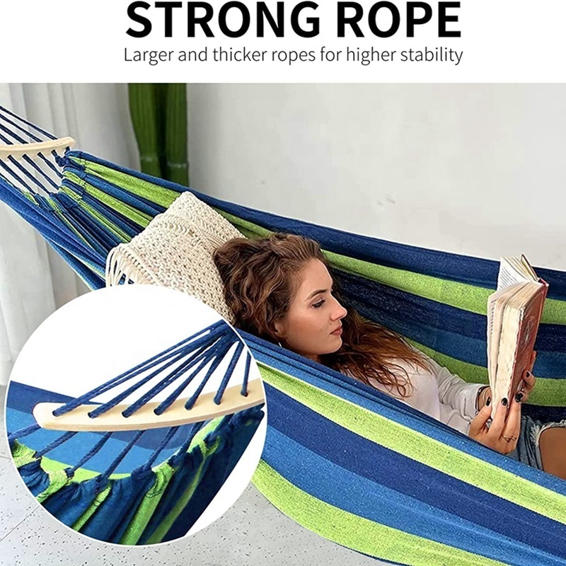 High Quality Canvas Outdoor Camping Travel Portable Anti-Rollover Hammock Portable Lightweight Hammock Family Garden Hammock