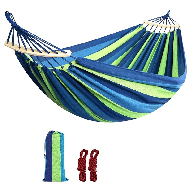 High Quality Canvas Outdoor Camping Travel Portable Anti-Rollover Hammock Portable Lightweight Hammock Family Garden Hammock