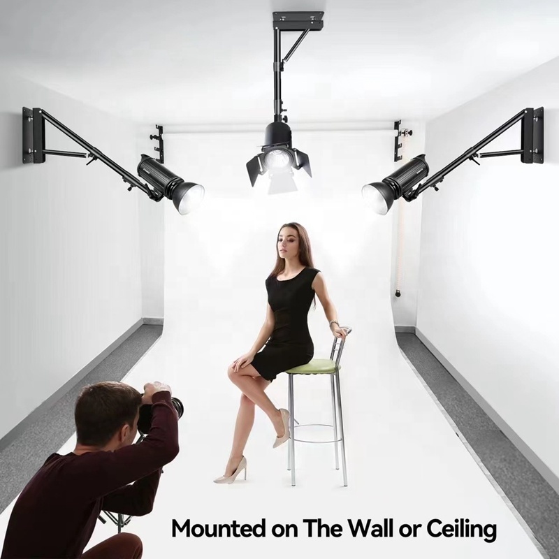 Photography Reflector Soft Box Wall Monopod Arm Live Stream Studio Light LED Ring Light Wall Mounted Bracket Arm Stand Tripod