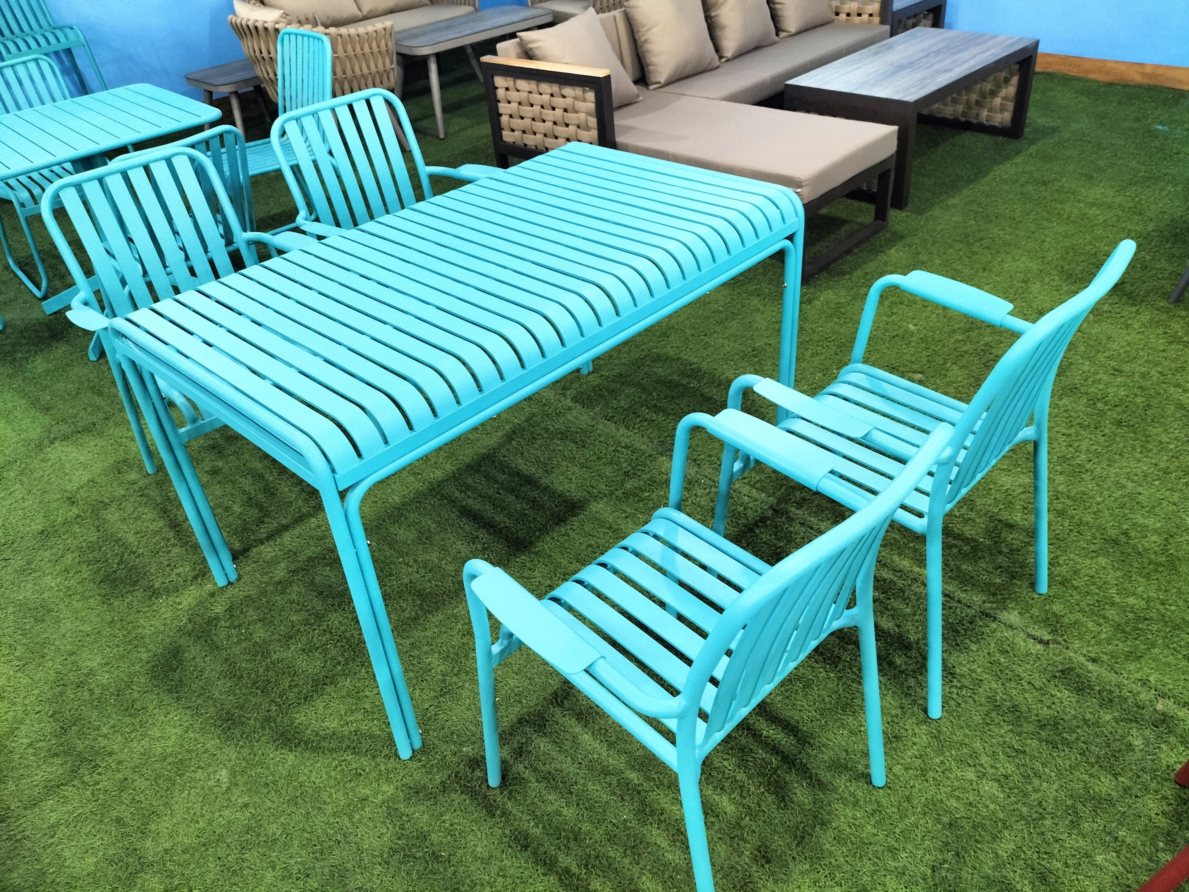 180CM  Iron aluminum outdoor dining tables and chairs