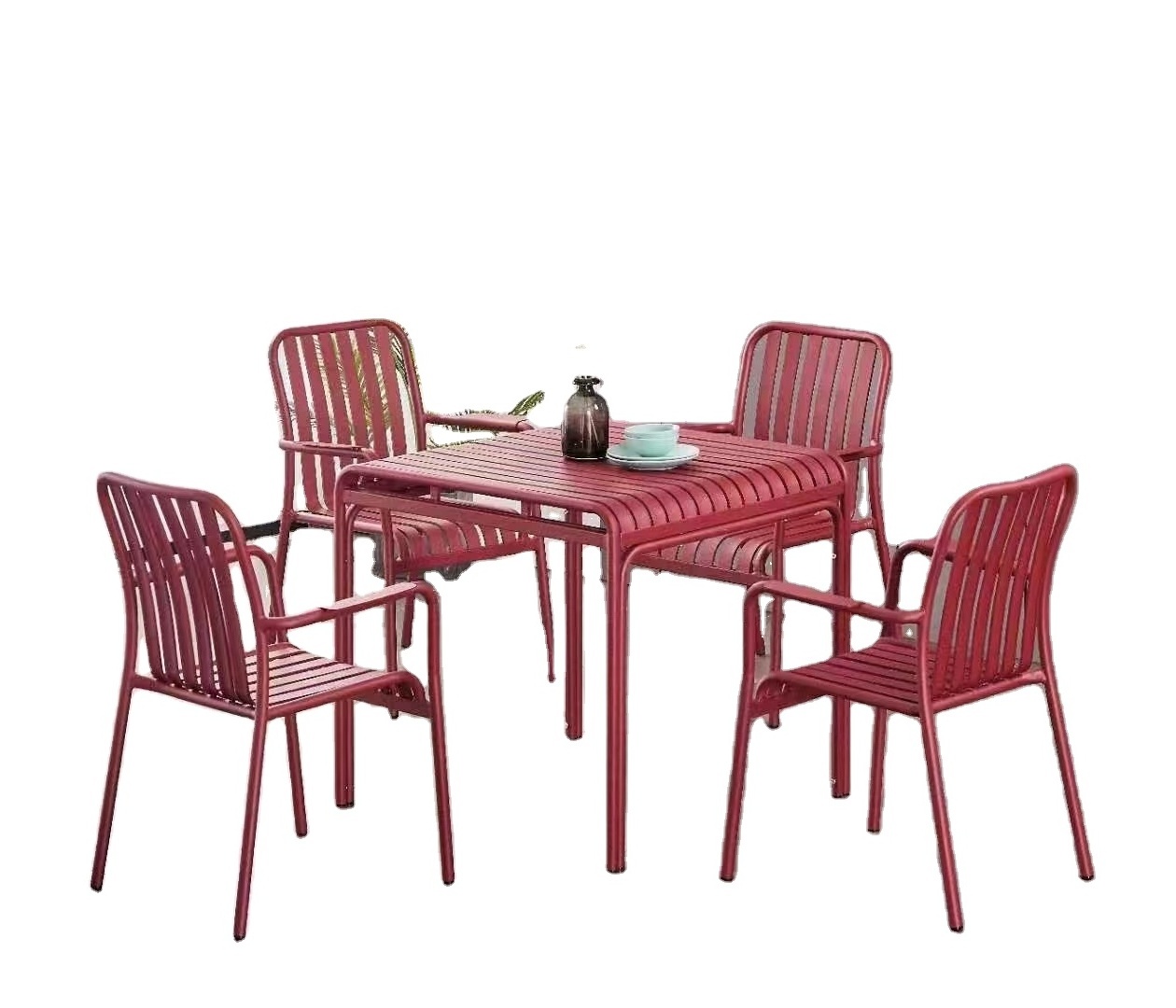 180CM  Iron aluminum outdoor dining tables and chairs