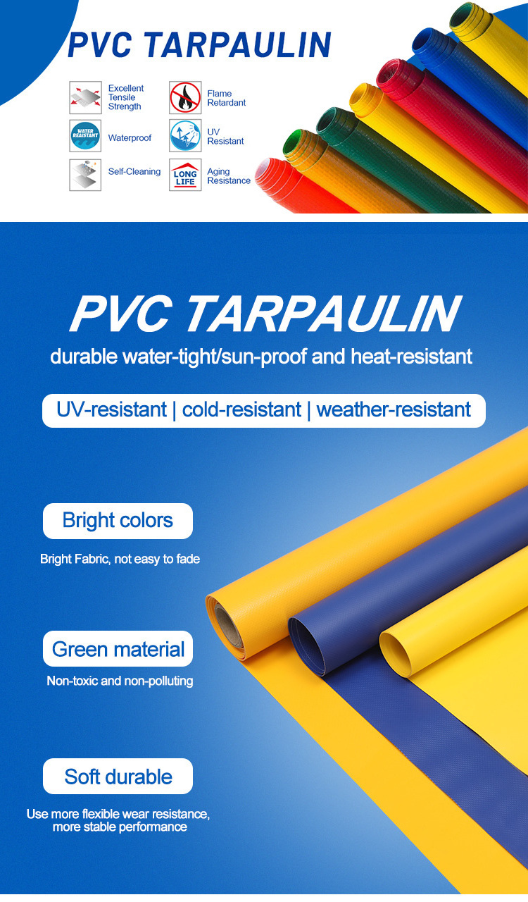 650gsm 100% Polyester Waterproof Heavy Duty PVC Tarpaulin Other Fabric Woven Plain Plastic PVC Coated Tarp Waterproof