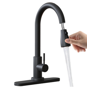 Jutye Matte Black Kitchen Faucet With Pull-Down Spray Single Handle Stainless Steel Brushed Nickel Kitchen Sink Faucet