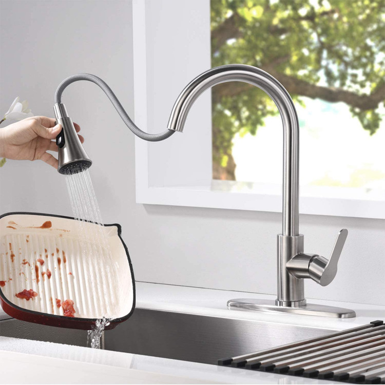 jutye Kitchen Sink Faucet Single Handle Stainless Steel 1.8 GPM  Kitchen Faucet with Pull Down Sprayer