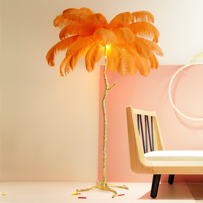 luxury palmera table lamp ostrich feather tree stand led floor lamp arc standing natural  wall lamps with feathers