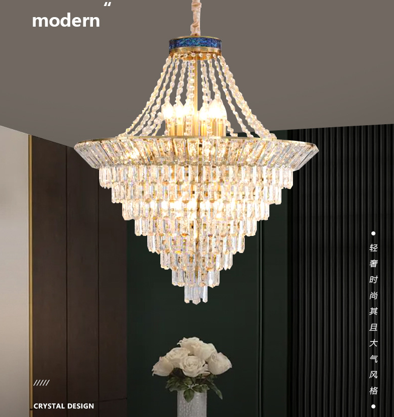 modern led golden retro lamp k9 crystal chandelier light brass mid century ceiling fixture lamps for elegant decoration indoor