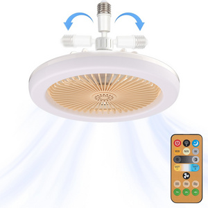 Ceiling remote control fan with lamp light bulb e27 led for room summer cooling 360 degree rotation blade  ac85-265v