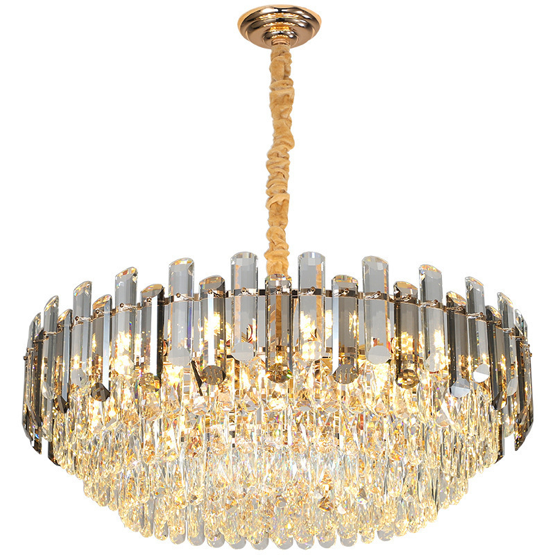 LED home modern elegant wholesale large luxury gold black living room villa oval crystal chandelier decorative for indoor lamps