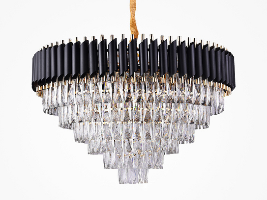 LED home modern elegant wholesale large luxury gold black living room villa oval crystal chandelier decorative for indoor lamps