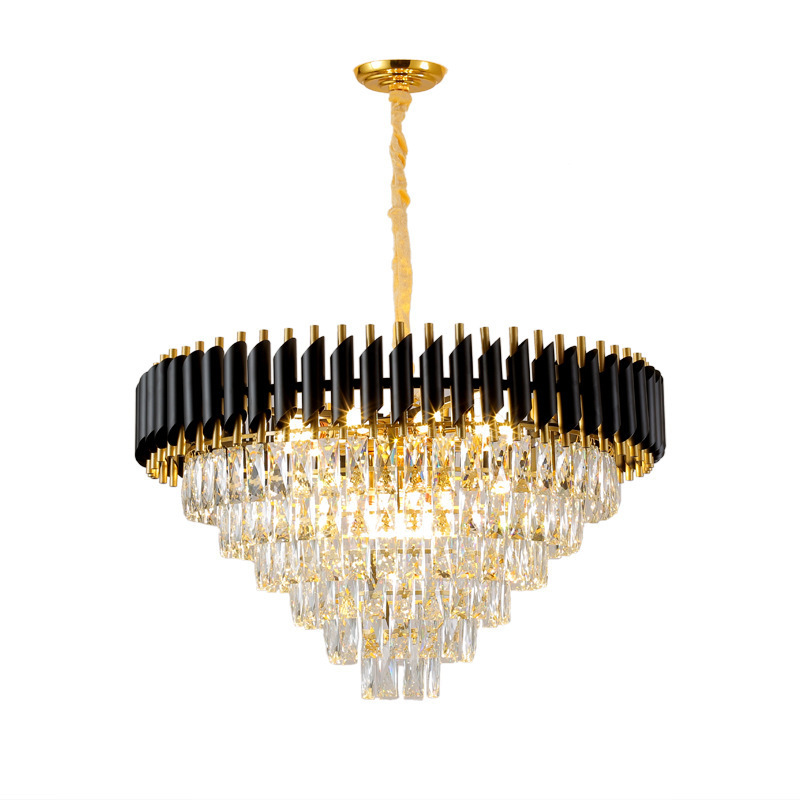 LED home modern elegant wholesale large luxury gold black living room villa oval crystal chandelier decorative for indoor lamps