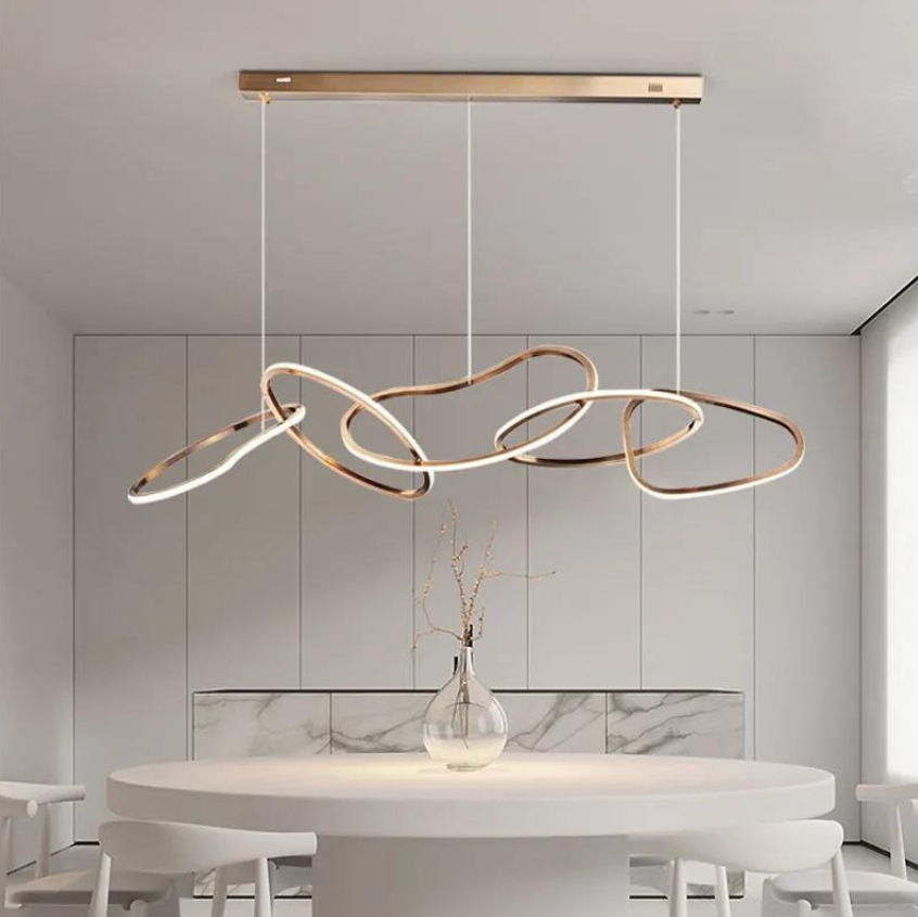 Modern lighting restaurant ceiling decoration stainless steel chandeliers round led pendant chandelier ceiling lights