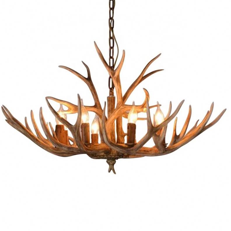 American rustic style antique Resin antler lamp chain chandelier for large hotel chandelier