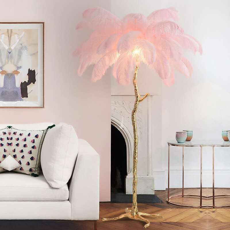 luxury palmera table lamp ostrich feather tree stand led floor lamp arc standing natural  wall lamps with feathers