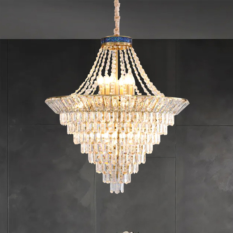 modern led golden retro lamp k9 crystal chandelier light brass mid century ceiling fixture lamps for elegant decoration indoor