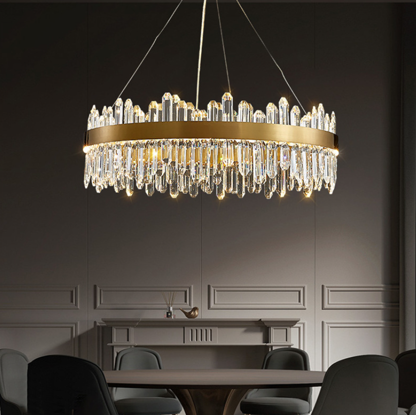 Post modern luxury living room pendant light creative round led G9 crystal chandeliers for villa restaurant