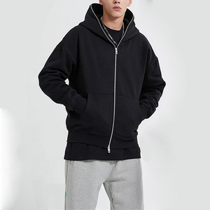 Wholesale high quality hoodie men hip hop blank full face zip hoodie men cotton oversized full zip up hoodie