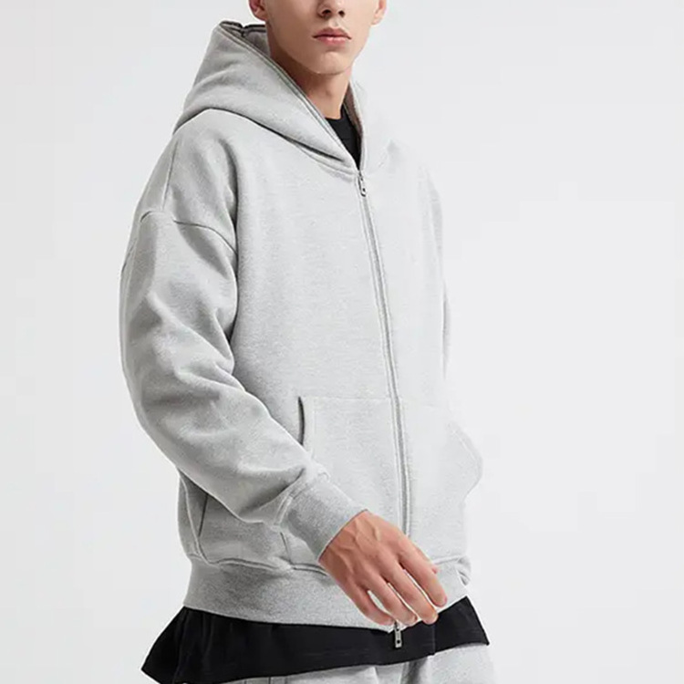 Wholesale high quality hoodie men hip hop blank full face zip hoodie men cotton oversized full zip up hoodie