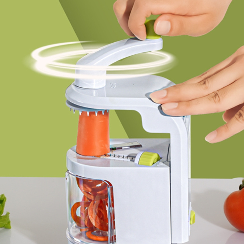 Portable Home Kitchen Chopper Multifunctional Manual Spiral Fruit And Vegetable Cutter Hand Cranked Rotary Slicer