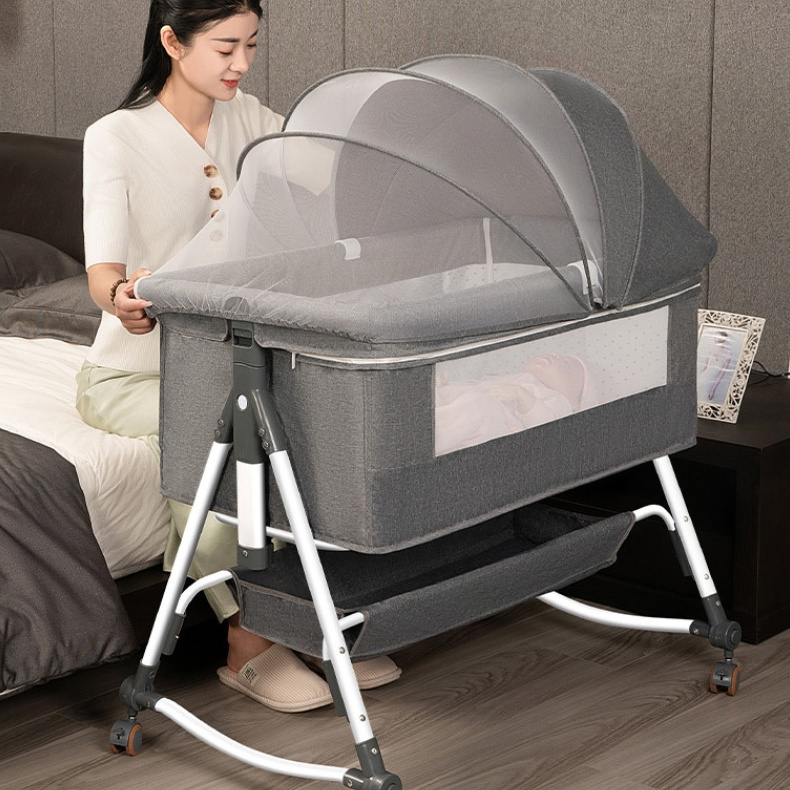 Multi Functional Baby Crib Foldable Rocking Crib Movable And Portable Baby Crib