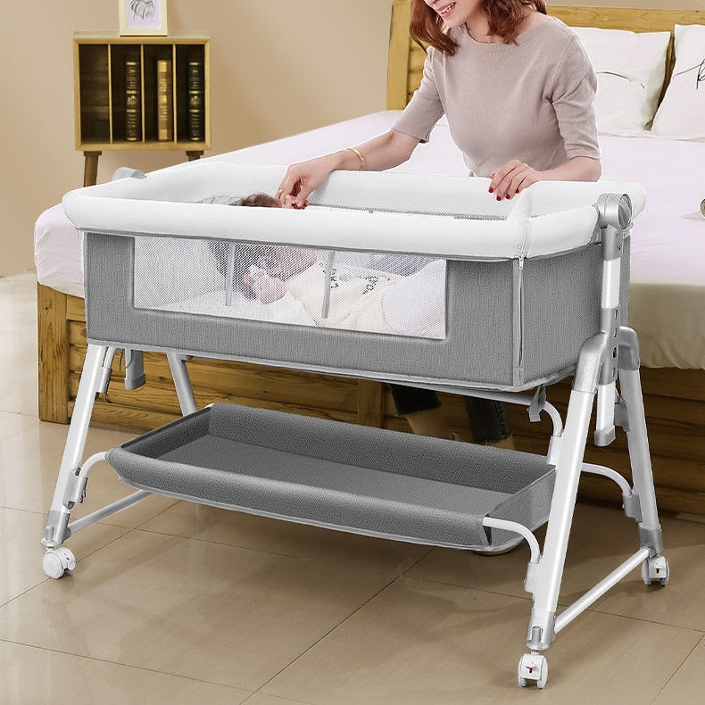 Multi Functional Foldable Crib Portable And Movable Crib With Mosquito Net Splicing Large Bed