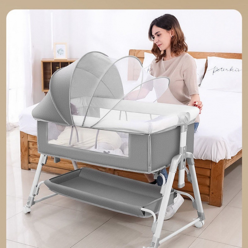 Multi Functional Foldable Crib Portable And Movable Crib With Mosquito Net Splicing Large Bed