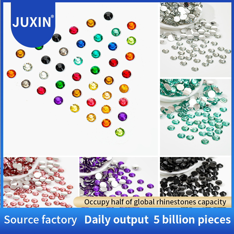 Juxin Colors round flatback 3mm 4mm 5mm 6mm resin beads Non Hotfix rhinestone for nail art shoes Flat Back