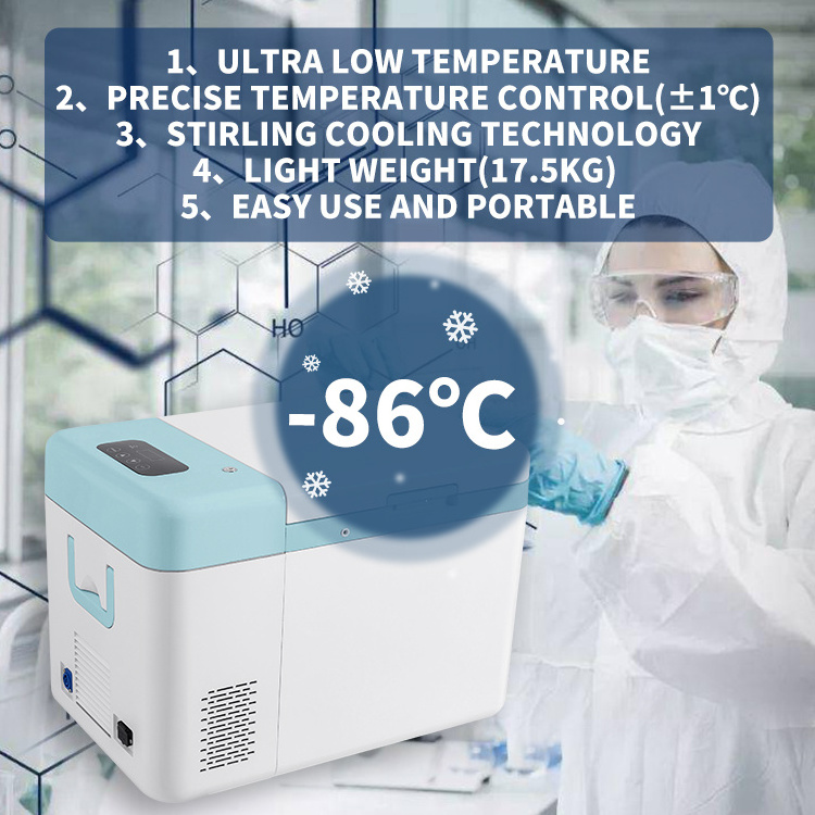 Refport -86C Portable Mini Vaccine Freezer Cryogenic Laboratory Deep Cooling Fridge Stirling Freezer