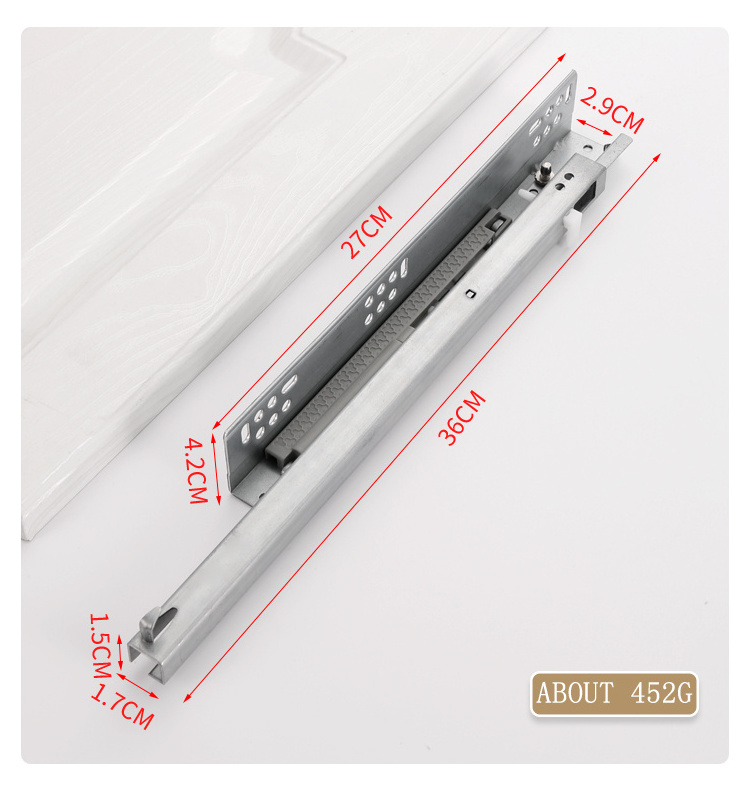 Hot Sale Factory Direct Cabinet Accessories Rail Full Telescopic Damping Buffer Hidden Drawer Bottom Mount Slides Modern,modern