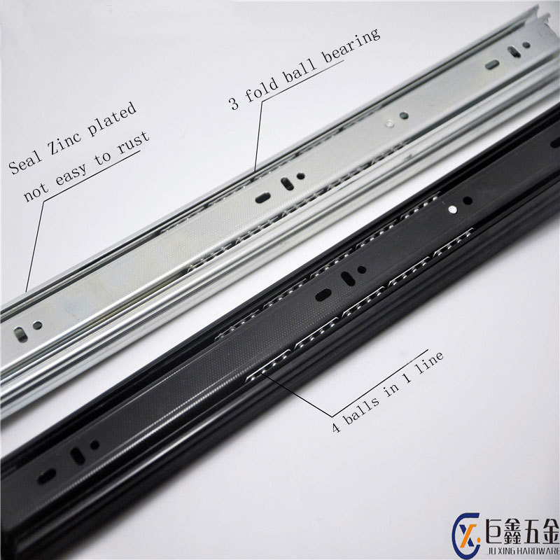 slide rail bearing ball Kitchen 71g/inch wide 45mm cabinet telescopic channel roller drawer slide rail soft close and rebound