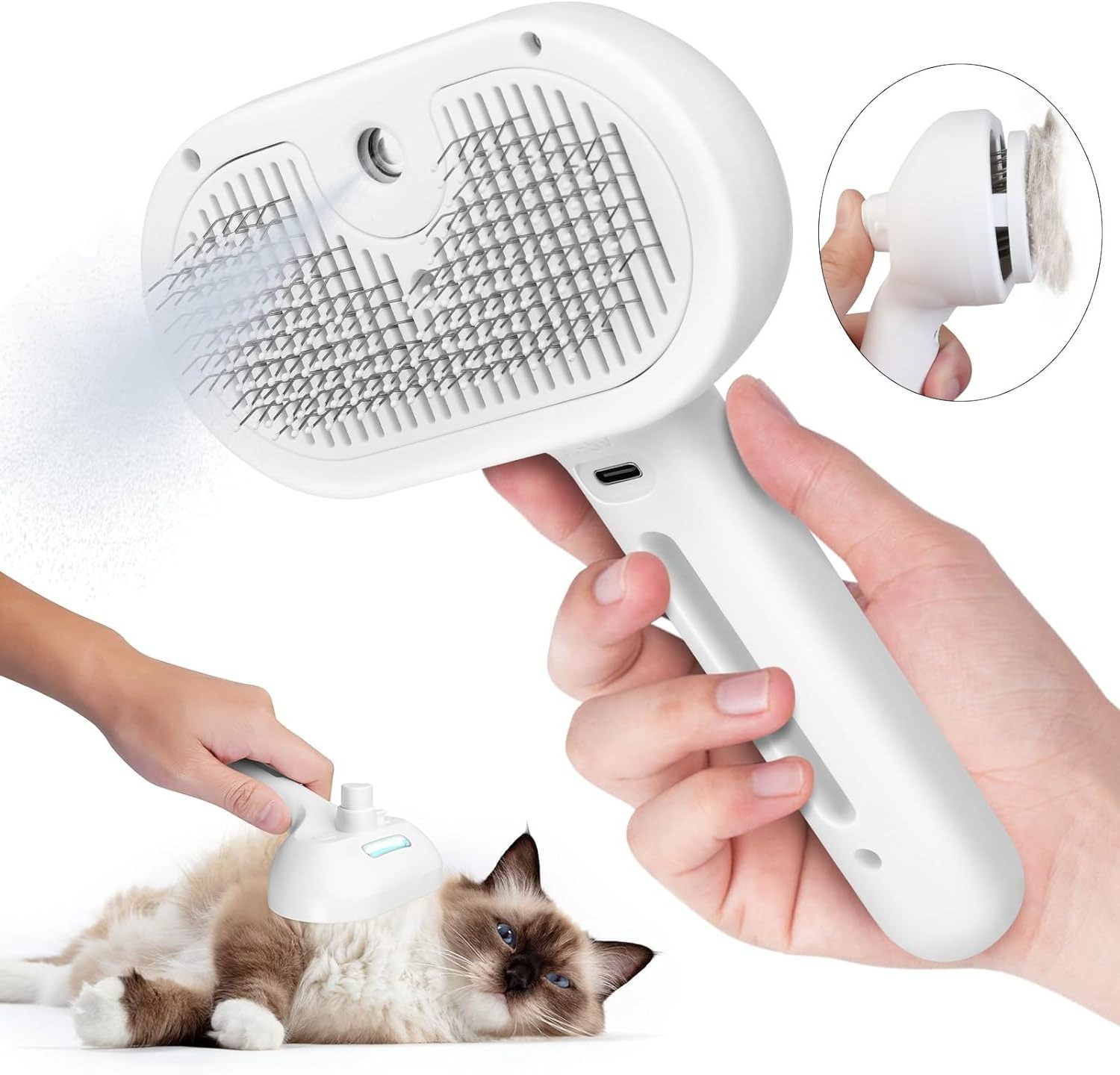 Cat Brush With Water Tank Pet Grooming Brush Massage Comb Remove Static Flying for Cat Dog Cleaning Skin Care