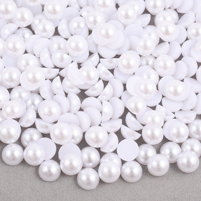 2 4 6 8 10 12 14mm White Flatback Pearls Half Round Pearl Beads For Nail Clothes Jewelry Decoration