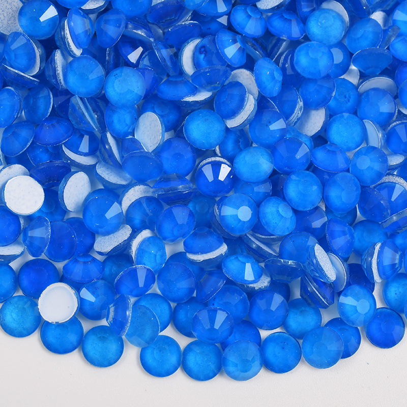 JUYAA Glitter Neon Blue Crystal Flatback Nail Stones Glue On Glass Crystal Rhinestones For Decoration