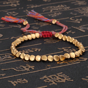 Handmade Tibetan Copper Beads Lucky Rope Bracelet & Bangles For Women Men Cotton Thread Bracelets Unique Jewelry Gift