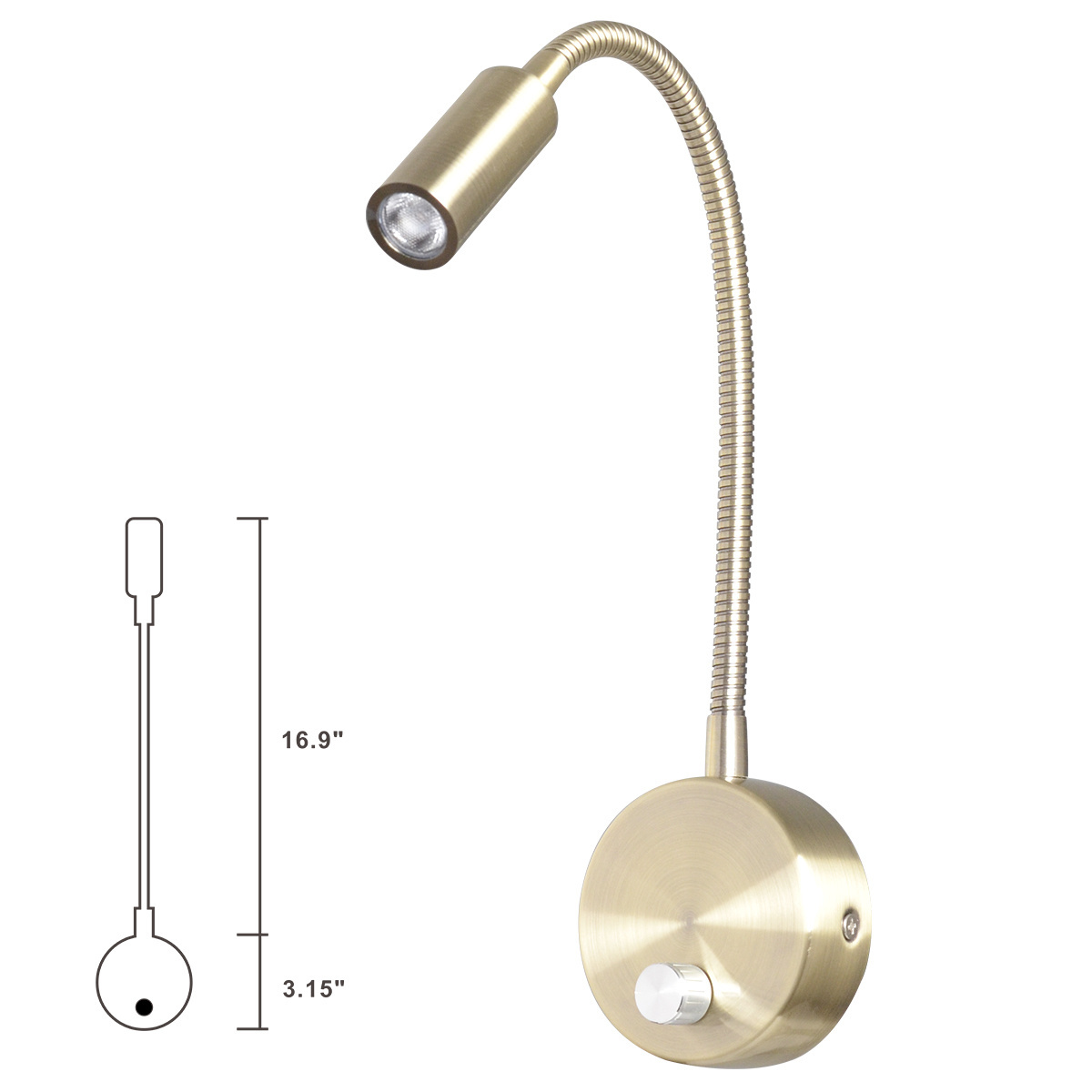 Surface bronze Aluminum Dimmable Bedroom Wall Led Reading Lamp Adjustable and Rotatable Indoor 3W Wall Bedside lights