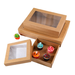 JuYi custom cheap eco friendly foldable Pizza dessert Base Lid Box food corrugated kraft paper box with clear window