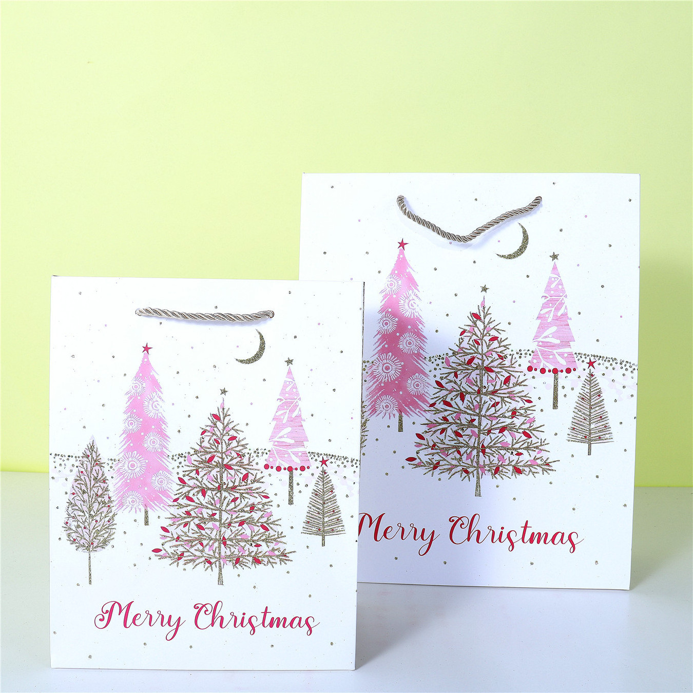 JuYi custom Varnishing printed luxury shopping craft paper bag Christmas tree fawn paper gift packaging bags manufacturing